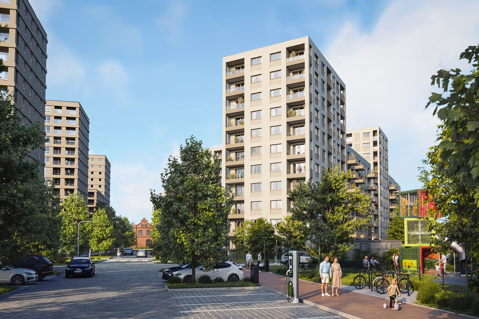 Szerokie aleje na osiedlu – Apartamenty Krakowska Wrocław