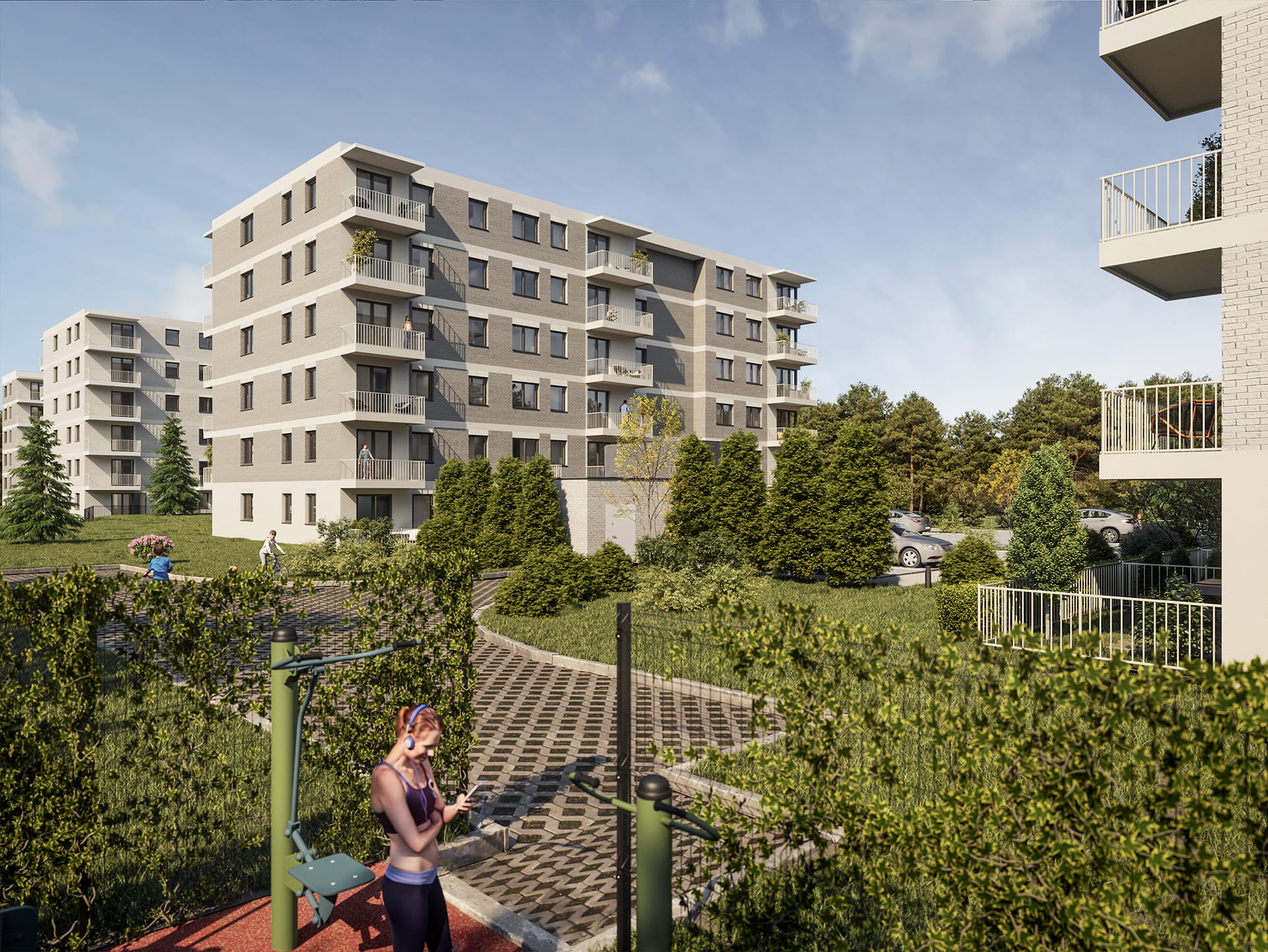 Przestrzeń i zieleń na osiedlu – Apartamenty Krakowska Wrocław