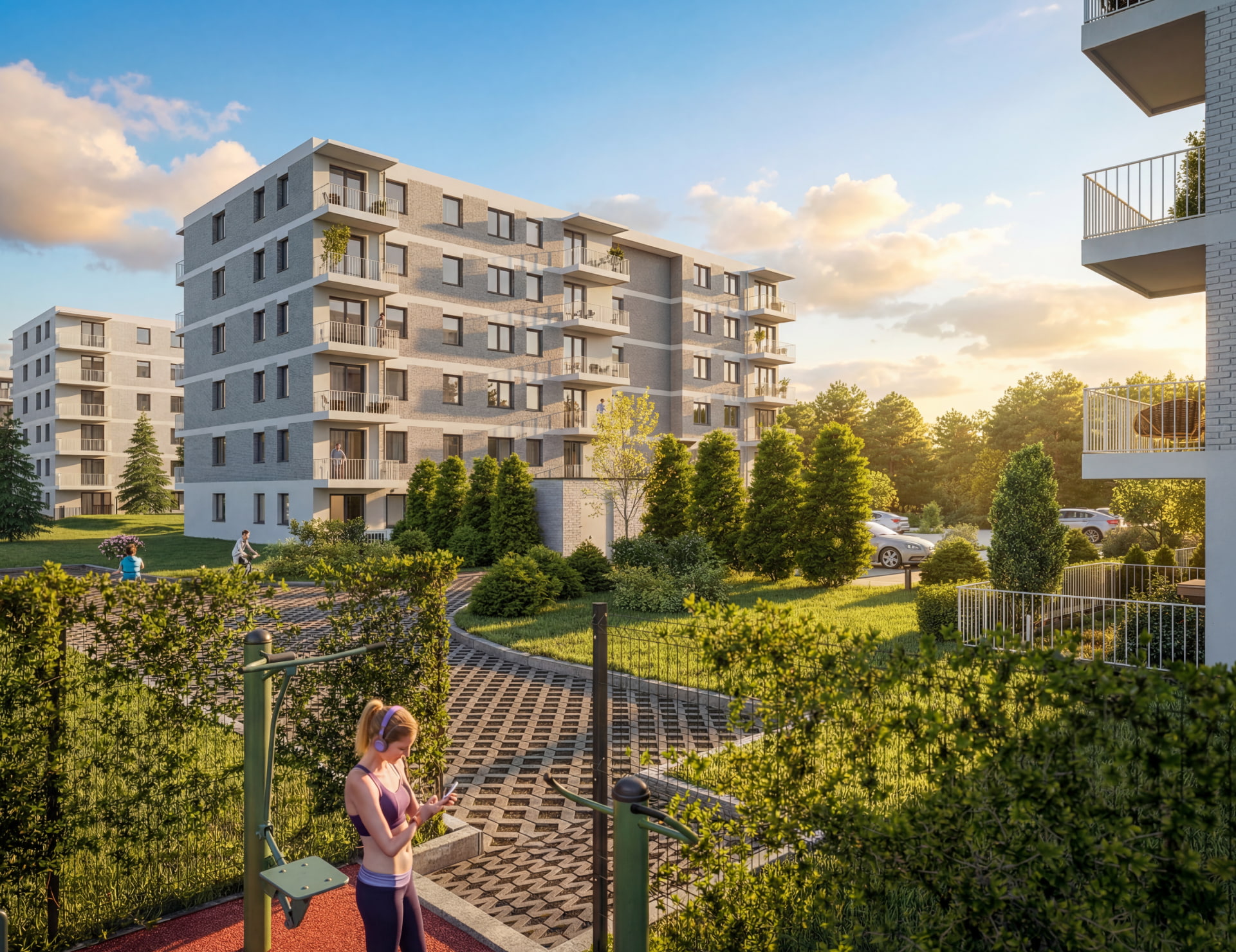 Przestrzeń i zieleń na osiedlu – Apartamenty Krakowska Wrocław