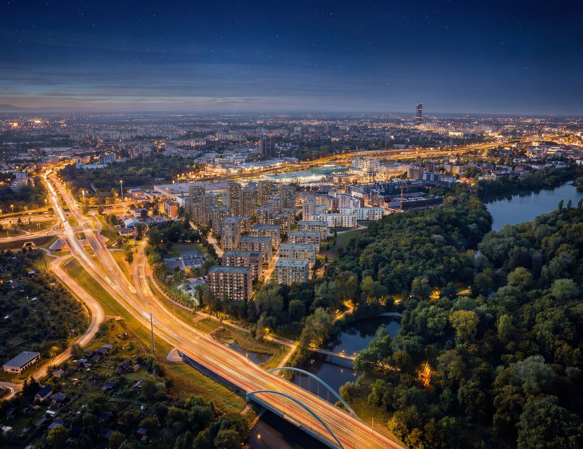 Osiedle w otoczeniu przyrody – Apartamenty Krakowska Wrocław z lotu ptaka