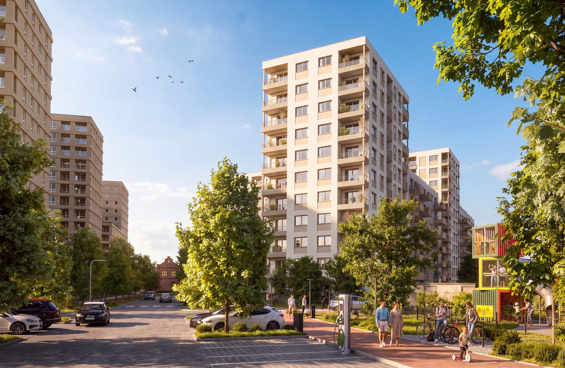 Szerokie aleje na osiedlu – Apartamenty Krakowska Wrocław