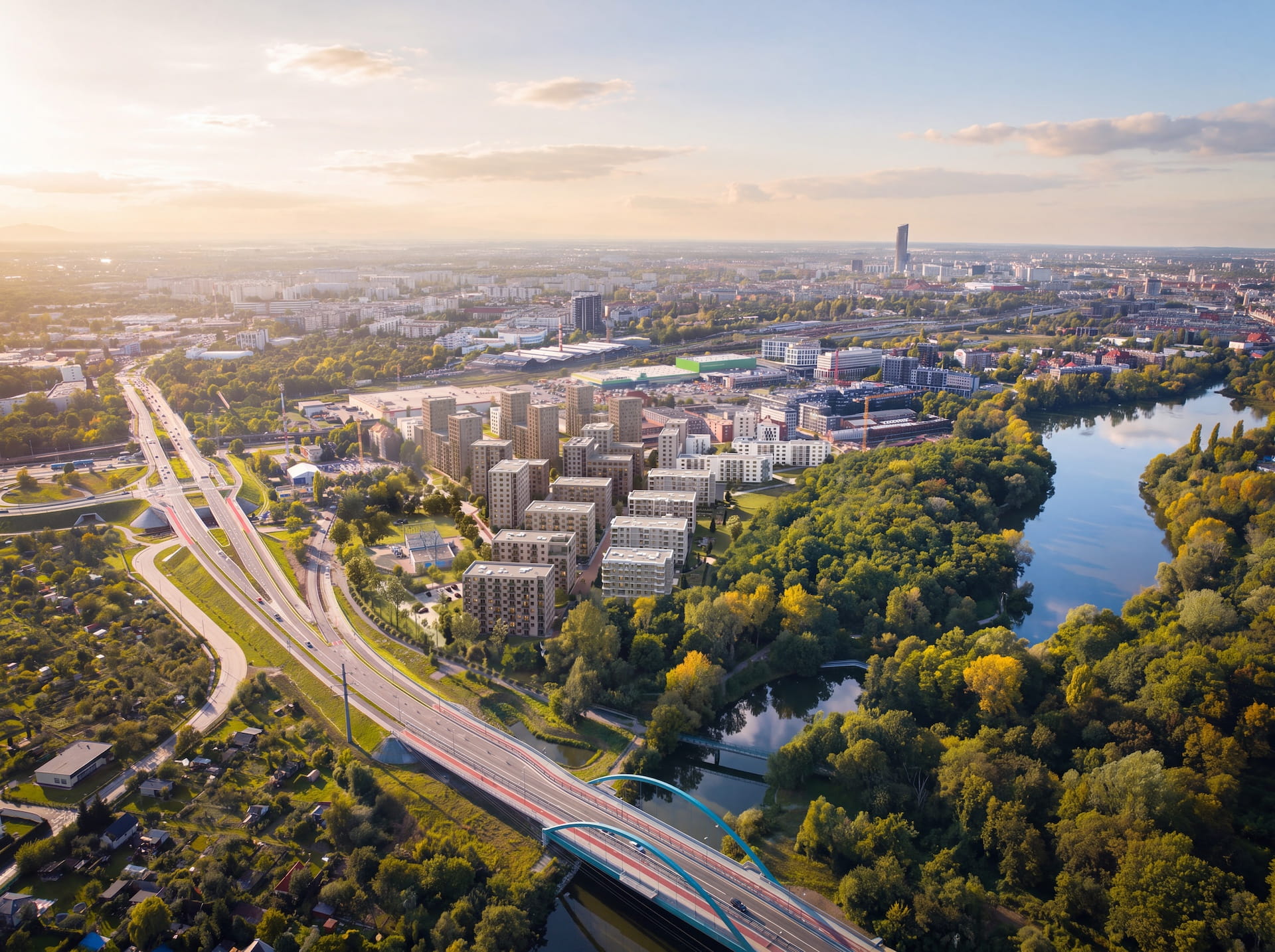Osiedle w otoczeniu przyrody – Apartamenty Krakowska Wrocław z lotu ptaka