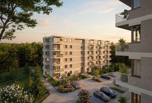 Rzut dwupokojowego mieszkania w przykładowej aranżacji – Apartamenty Krakowska Wrocław