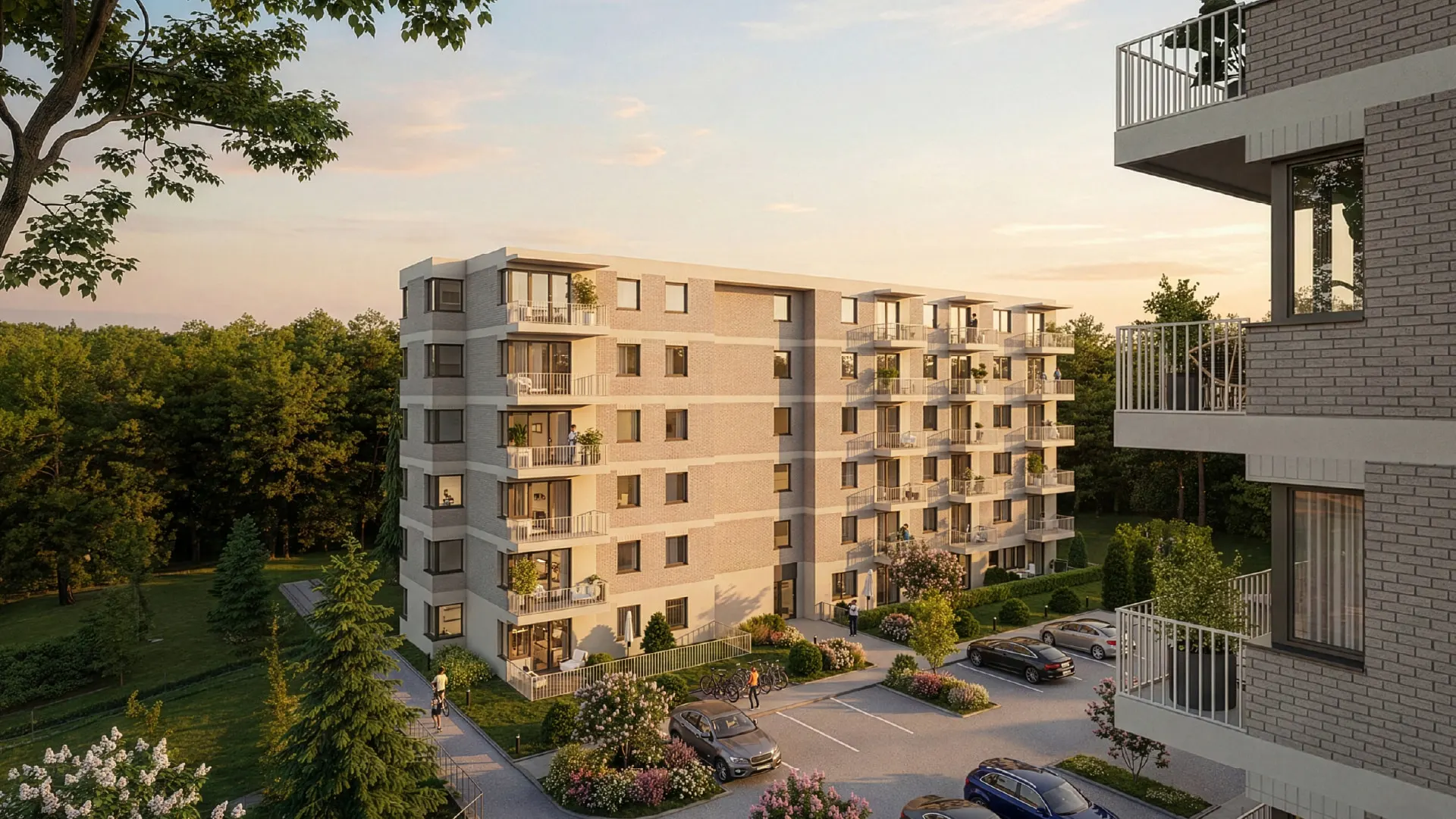 Widok na las z osiedla – Nowe mieszkania na sprzedaż we Wrocławiu w nieruchomości Apartamenty Krakowska Wrocław