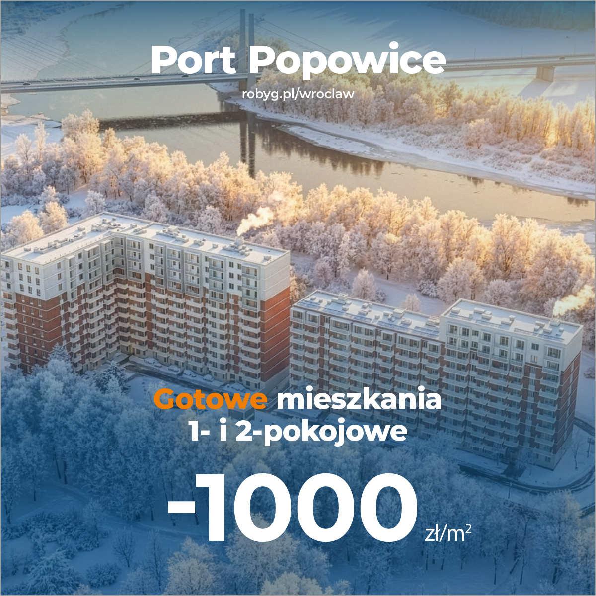Promotional banner – current discounts on ready‑to‑move‑in apartments in the “Port Popowice” estate