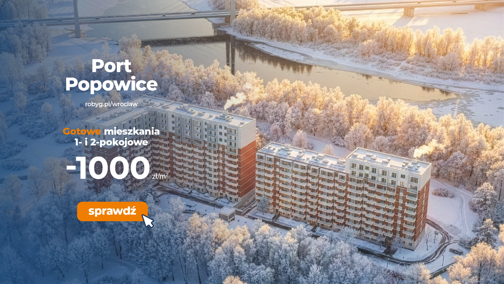 Promotional banner – current discounts on ready‑to‑move‑in apartments in the “Port Popowice” estate